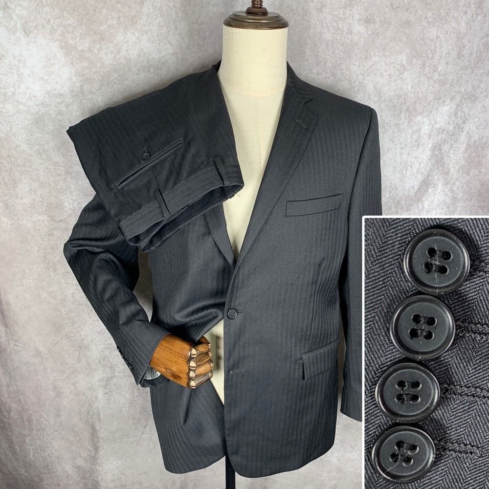 Brooks Brothers 2 Piece Suit Men 43R Gray Vitale Barberis Canonico Wool 35x30